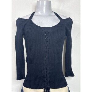 (C1)Chesley sexy vintage sweater chunky cable knit off-the-shoulder style,size S